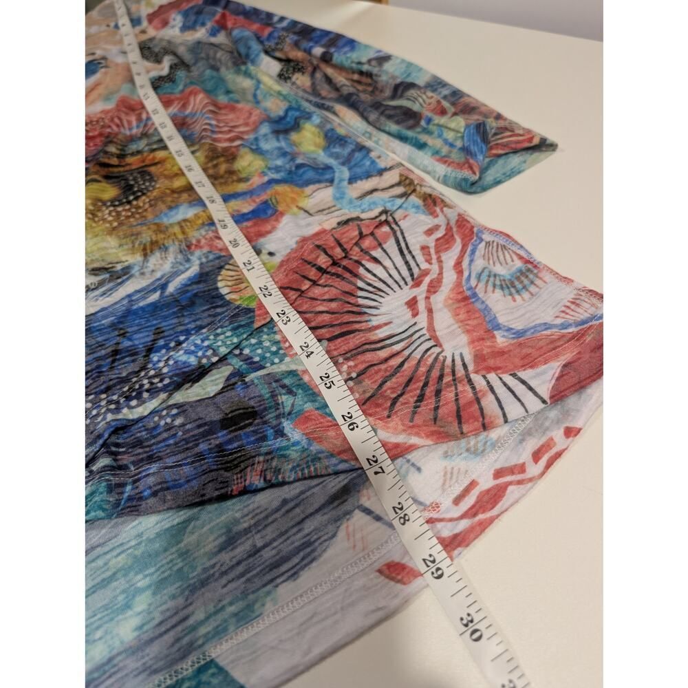 Ali Miles Top Womens Medium Multicolor Abstract‎ Art Blouse - Picture 10 of 11